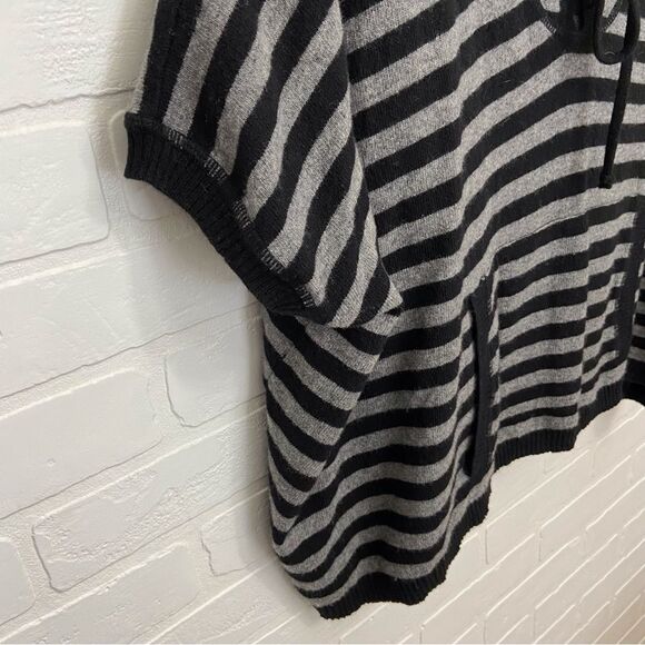 CHIARAMENTE italian wool oversized poncho hood sweater black grey small medium - Picture 7 of 14